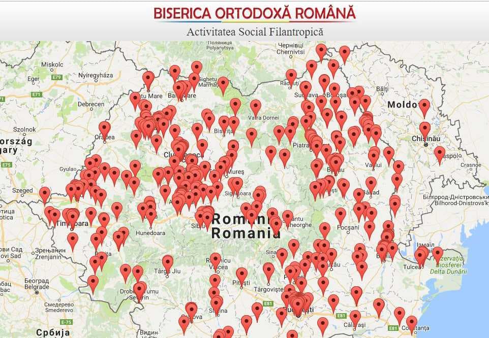 Harta Activități sociale / Patriarhia Română