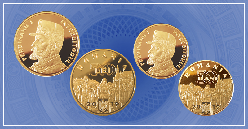 Romanian Coin 50 Bani, Queen Maria, King Ferdinand I, Romania, 2019
