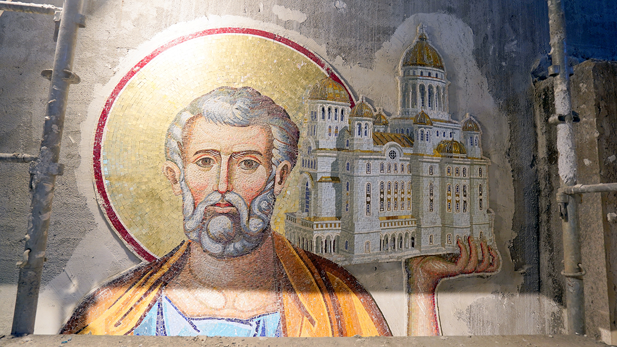 Lucrările în mozaic de la Catedrala Națională. Foto credit: Basilica.ro / Iulian Dumitrașcu 